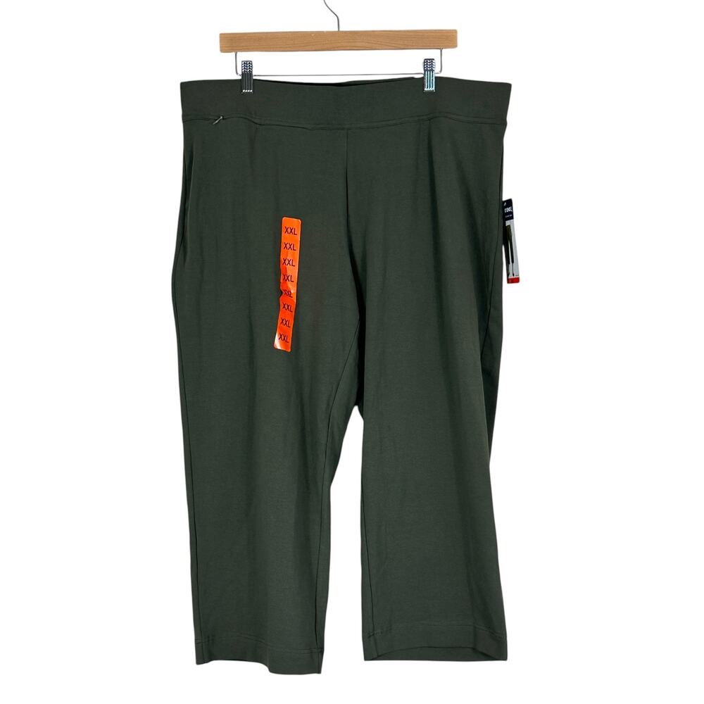 NWT Lands' End Capri Pants Women’s XXL Green Cotton Minimalist Casual Basic